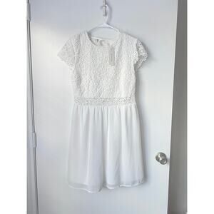 Francesca’s White Lace Dress M Coquette Bridal Eyelet Soft Girl Angelcore NWT